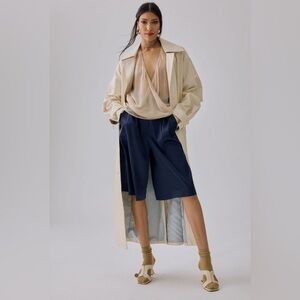 Anthropologie Hutch Navy Blue Silky Long Utility Shorts Size Medium